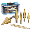 DuraTech 6PC step drill bit and automatic center punch set with tough case small