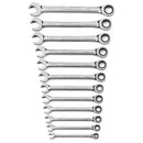 12 PC. 72-TOOTH 12 POINT OPEN END RATCHETING METRIC WRENCH SET