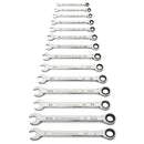14 PC. 90-TOOTH 12 POINT SAE COMBINATION RATCHETING WRENCH SET