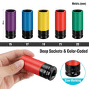 DURATECH 5pc 1/2" Drive Wheel Protector Impact Socket